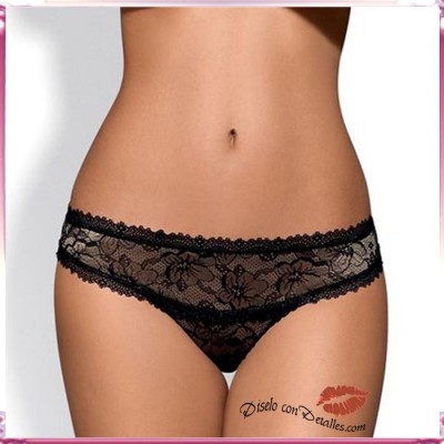 Pantie color Negro Bordado Floral
