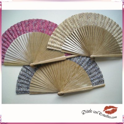 Leques de Carvalho com Impressão Caxemira 23 cm