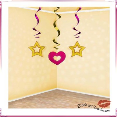 Colgante 3 Piezas Estrellas y Corazón