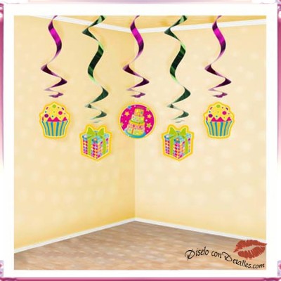 Colgantes 5 Piezas Cupcakes, Regalos y Tarta