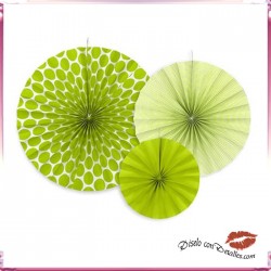 3 Rosetas Papel Decorativo Verdes