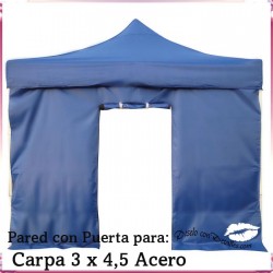 Pared Azul com Porta Tenda Carpa Aço 3x4,5 Mt