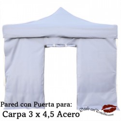 Pared Blanca Puerta Carpa Acero 3x4,5 Mt