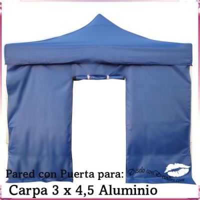 Pared Azul con Puerta Carpa Aluminio 3x4,5 Mt