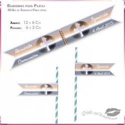 Banderines Adhesivos para Pajitas Cruz 12x2 cm
