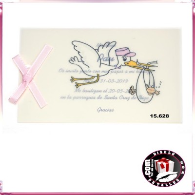 Convite Baptismo Menima com Cegonha