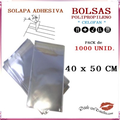 Bolsa Celofán Solapa Adhesiva 40 x 50 cm (1000 Uds)