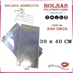 Bolsa Celofán Solapa Adhesiva 30 x 40 cm (200 Uds)
