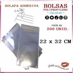 Bolsa Celofán Solapa Adhesiva 22 x 32 cm (200 Uds)