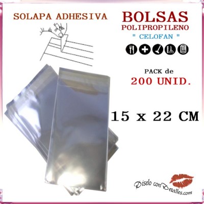 Bolsa Celofán Solapa Adhesiva 15 x 22 cm (200 uds)
