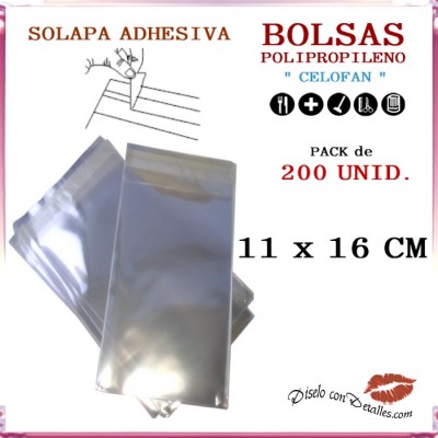 Bolsa Celofán Solapa Adhesiva 11 x 16 cm (200 Uds)