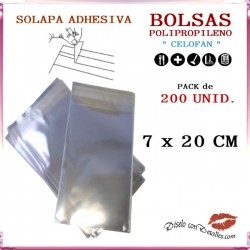 Saco Celofane Fecho Adesivo 7 x 20 cm (200 Uds)