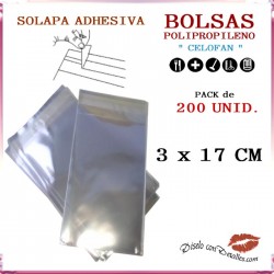 Saco Celofane Fecho Adesivo 3 x 17 cm (200 Uds)