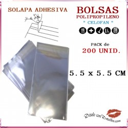 Saco Celofane Fecho Adesivo 5.5 x 5.5 cm (200 Uds)