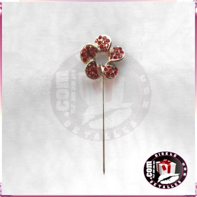 Alfinetes Flor com Brilhos Vermelhos