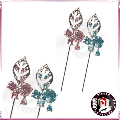 Alfinete Folha com Brilhos