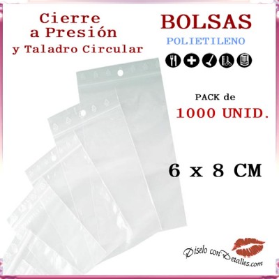 Bolsas Autocierre con Taladro Circular 6 x 8 cm (1000 uds)