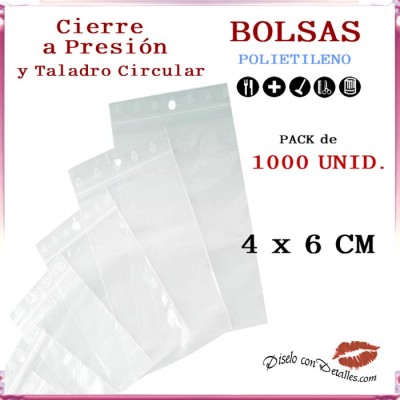 Bolsas Autocierre con Taladro Circular 4 x 6 cm (1000 uds)