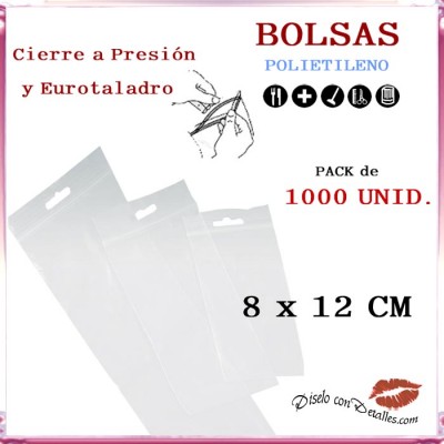 Bolsas Autocierre con Eurotaladro 8 x 12 cm (1000 uds)