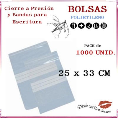Bolsas Autocierre y Bandas Escritura 25 x 33 cm (1000 uds)