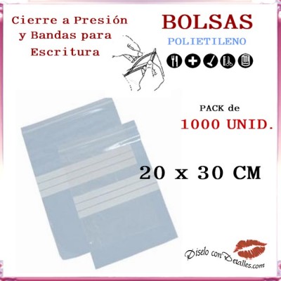 Bolsas Autocierre y Bandas Escritura 20 x 30 cm (1000 uds)