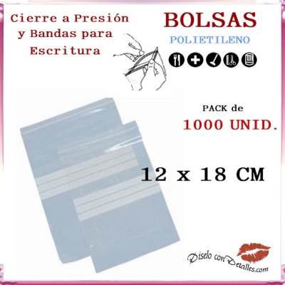 Bolsas Autocierre y Bandas Escritura 12 x 18 cm (1000 uds)