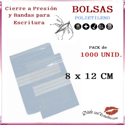 Bolsas Autocierre y Bandas Escritura 8 x 12 cm (1000 uds)