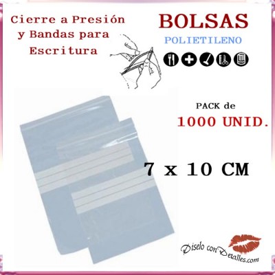 Bolsas Autocierre y Bandas Escritura 7 x 10 cm (1000 uds)