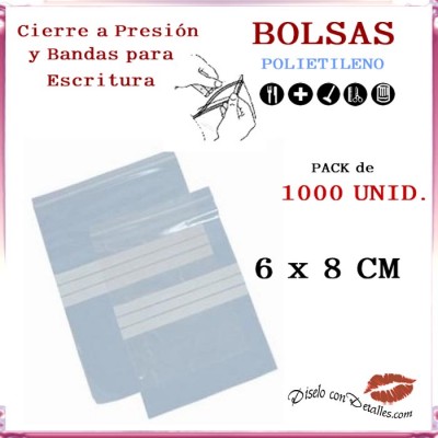 Bolsas Autocierre y Bandas Escritura 6 x 8 cm (1000 uds)