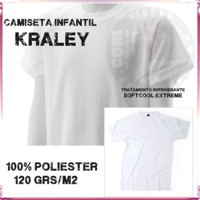 Camiseta Infantil 100% Poliester tacto Algodon Krusly 140g/m2