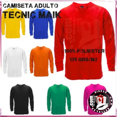 Camiseta Adulto Manga Larga Tecnic Maik 135 Grs